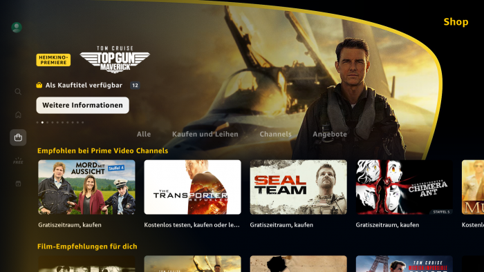 Bei Prime Video gibt es eine eigene Rubrik für Kauf- und Leihtitel. Ein Bereich nur für Prime-Video-Abo-Inhalte fehlt. (Screenshot: Golem.de)